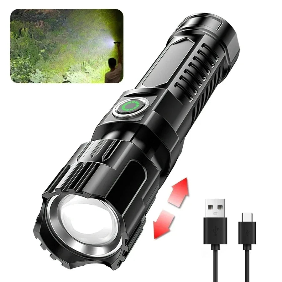 High Power 2000LM LED Flashlight Built-in Battery USB