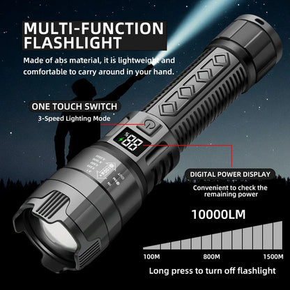 High Power 2000LM LED Flashlight Built-in Battery USB