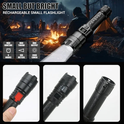 High Power 2000LM LED Flashlight Built-in Battery USB