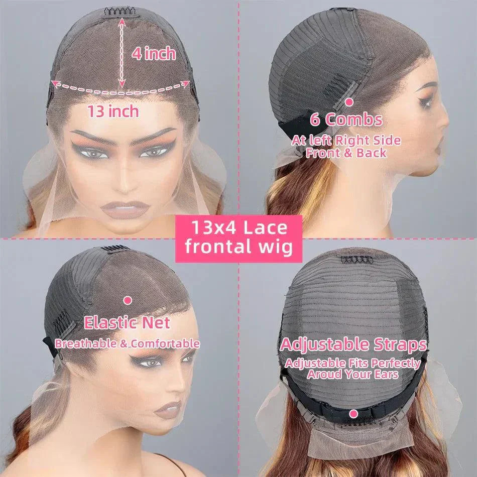 1B30 Straight Highlight HD Lace Frontal Wig - 30" 180 Density