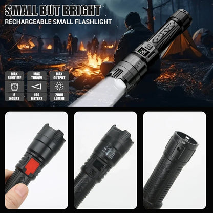 High Power 2000LM LED Flashlight Built-in Battery USB