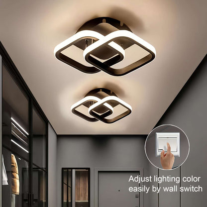 Modern Square LED Ceiling Light Fixture, Dimmable Metal