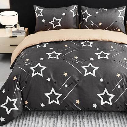 Geometric Five-Pointed Star Print Duvet Cover 3 pcs
