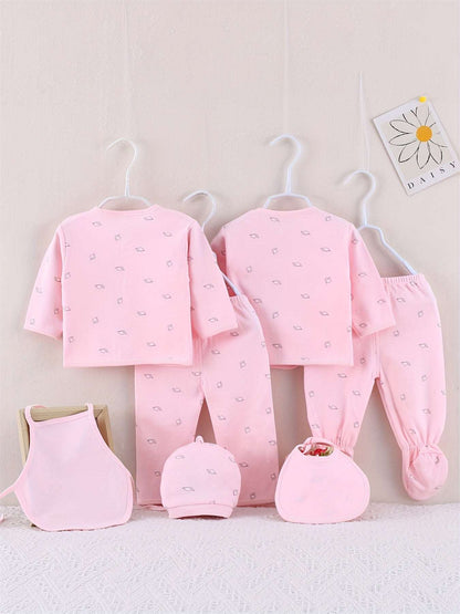 Girls Outfit Set -  7 pcs, Soft Cotton, All-Season,  Bear Themed