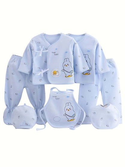 Girls Outfit Set -  7 pcs, Soft Cotton, All-Season,  Bear Themed