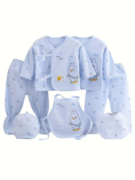 Girls Outfit Set -  7 pcs, Soft Cotton, All-Season,  Bear Themed