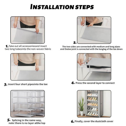 Layer Shoe Organizer - 6/8/10, Dustproof, Portable, Easy