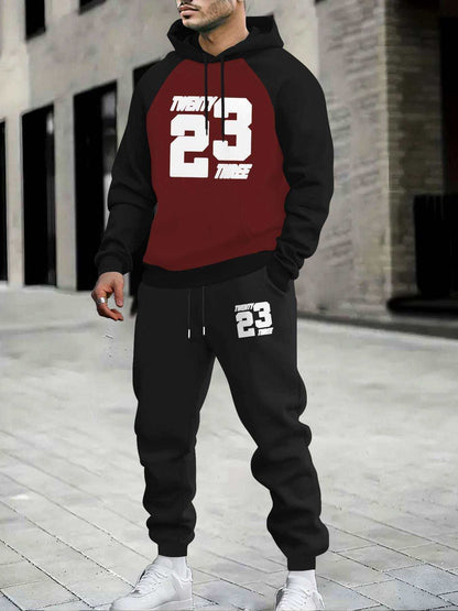 Men Sporty Hoodie and Sweatpants Set