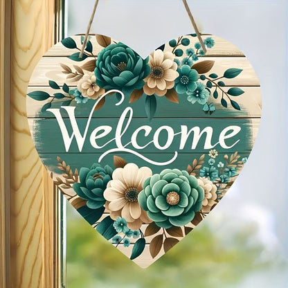 Charming Green Floral Welcome Sign - Perfect for Home & Garden