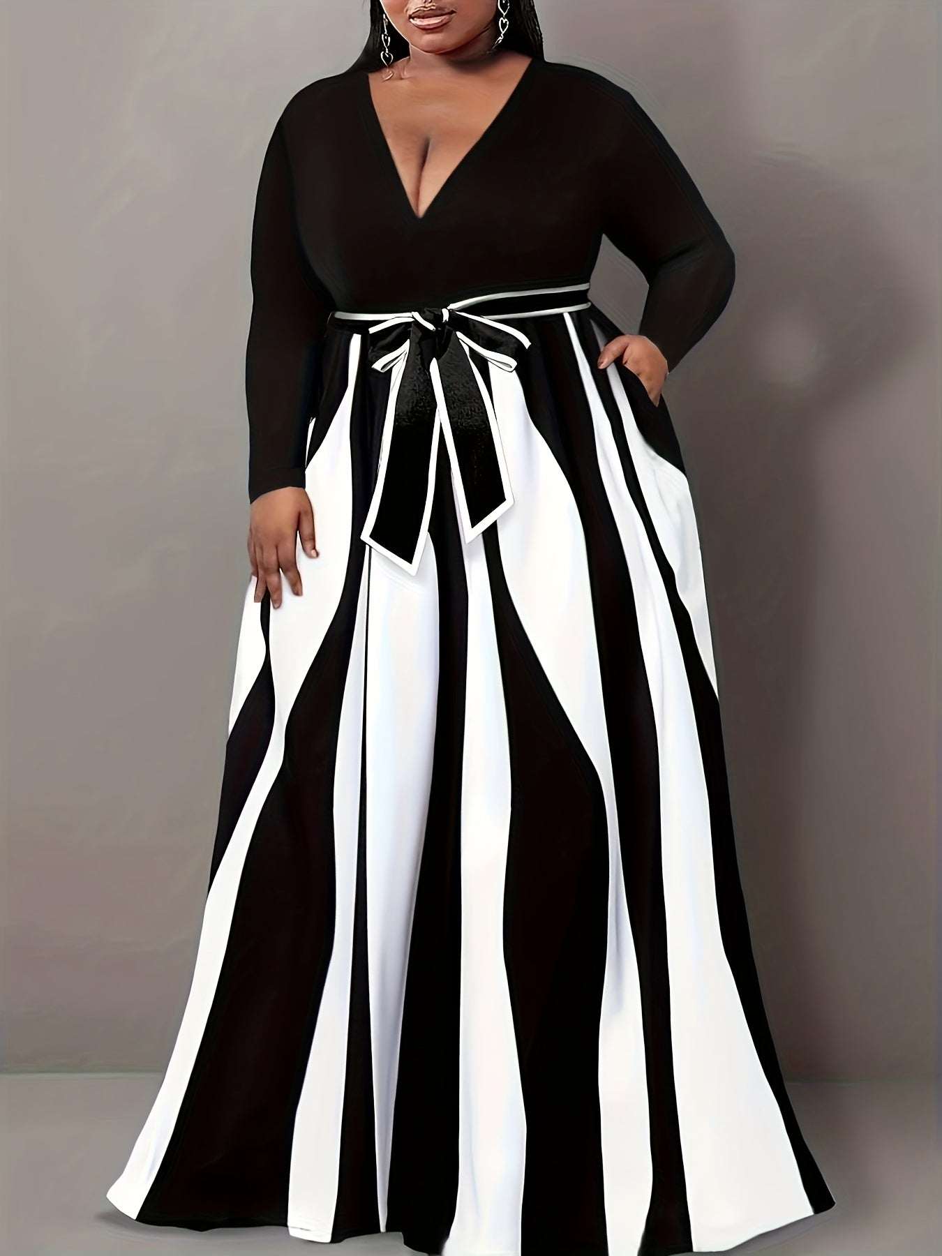 Maxi Dress - Elegant Plus Size, High Stretch Fashion