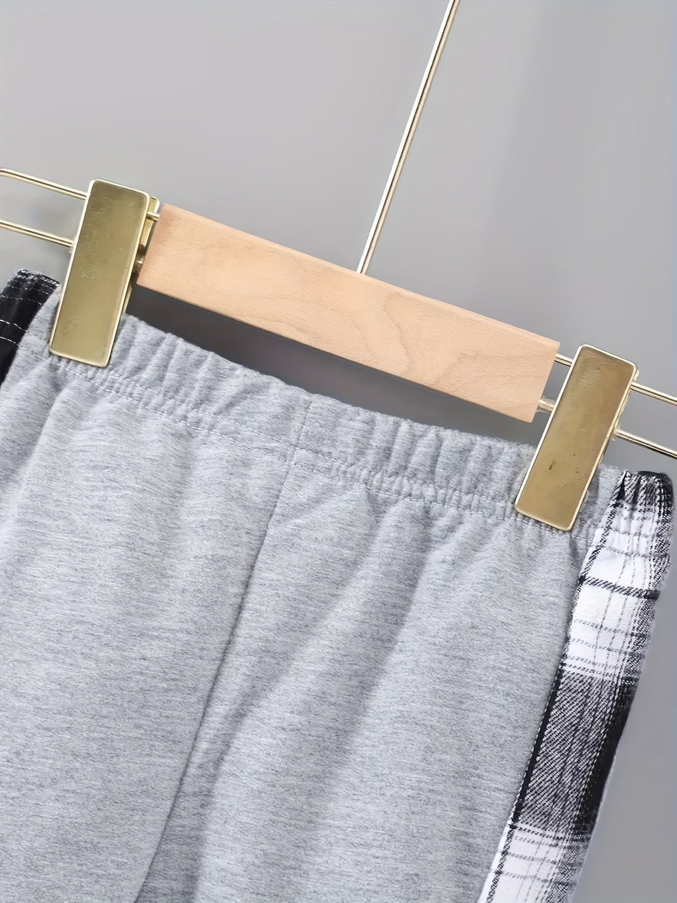 2 pcs Plaid Series Suit, Hooded Coat and Patchwork Pants Set