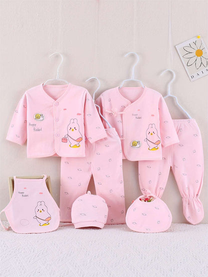 Girls Outfit Set -  7 pcs, Soft Cotton, All-Season,  Bear Themed