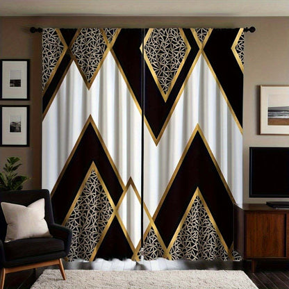 Black and Gold Geometric Curtains
