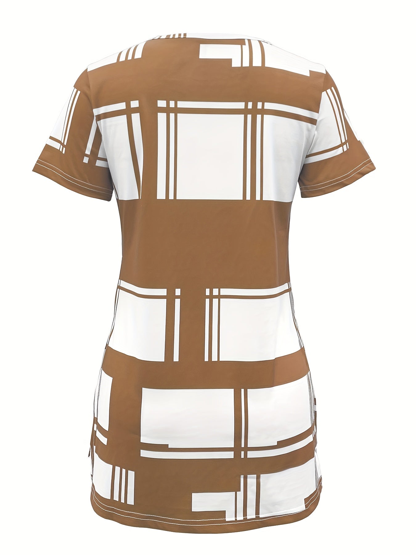 New Summer Elegant Women T-shirt with Black Plaid Print