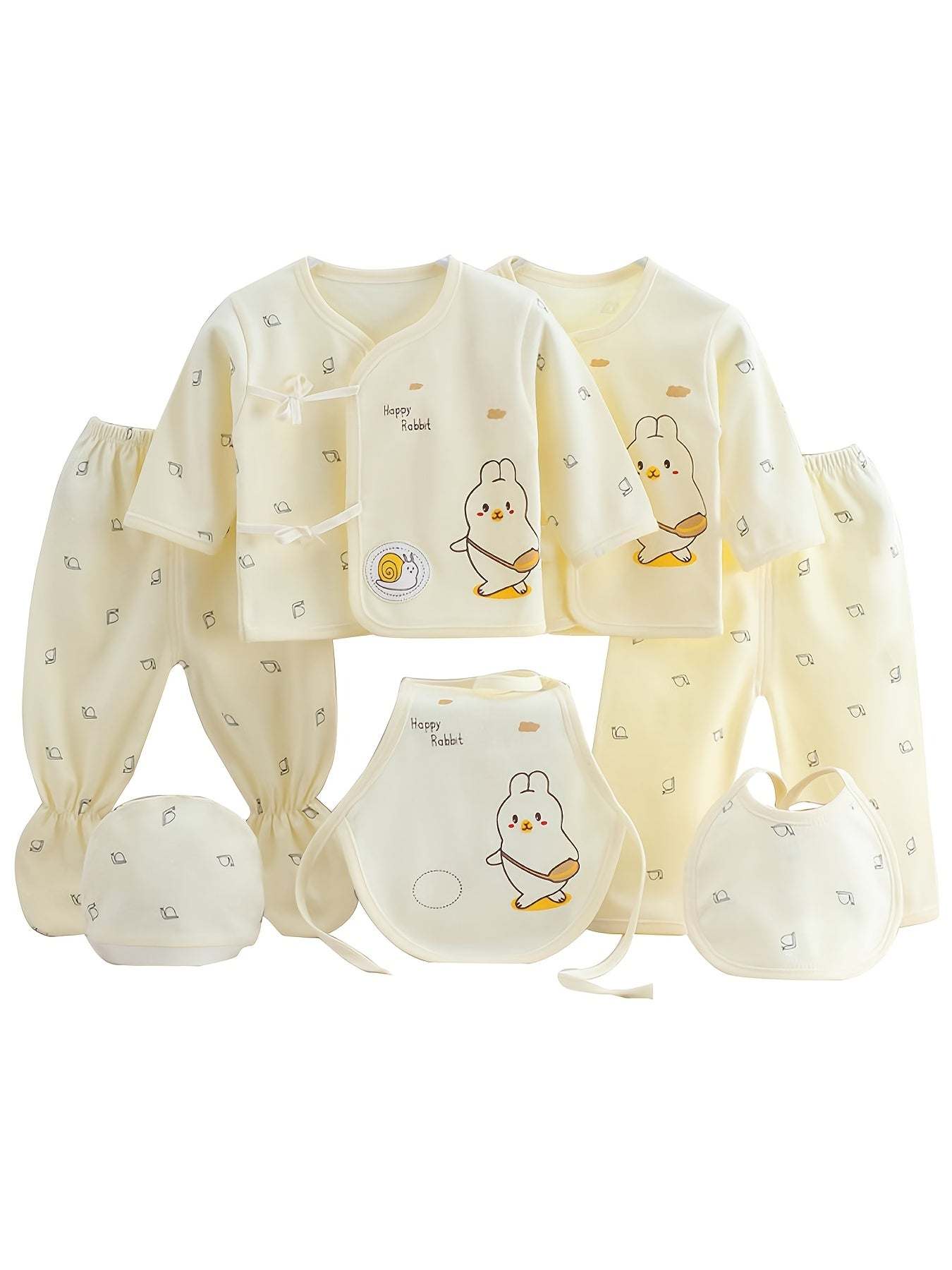 Girls Outfit Set -  7 pcs, Soft Cotton, All-Season,  Bear Themed