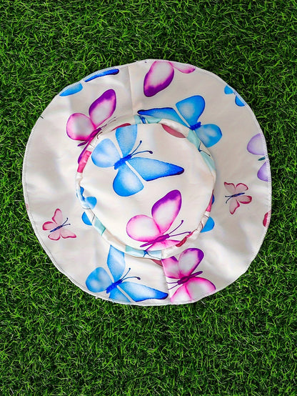 Girls Butterfly Print Dress and Hat Set - Adorable Holiday Outfit