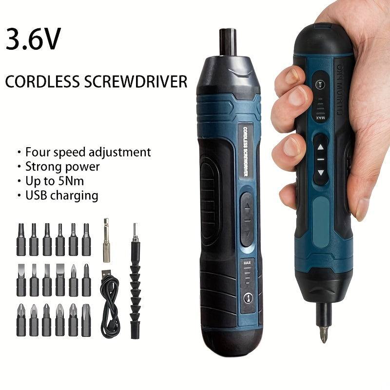 3.6V Lithium Cordless Screwdriver - Electric Set with 4 Torque