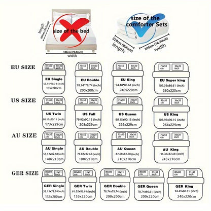 3pcs set (1 duvet cover, 2 pillowcases, no filling) - Polyester