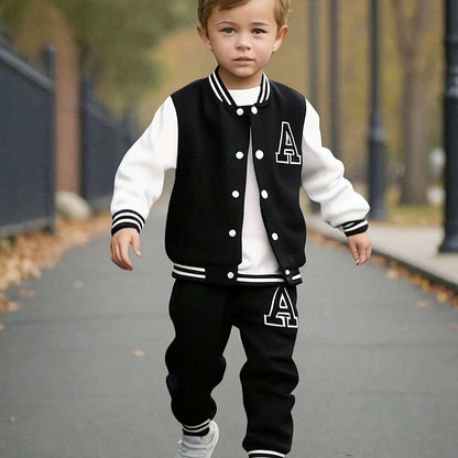 Boys 2 pcs Knit Baseball Suit - Stylish Fall/Winter Wear