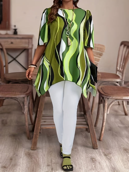 Women Black and White Abstract Print Top - Casualwear