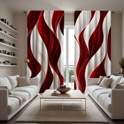 Red and White Wave Curtains