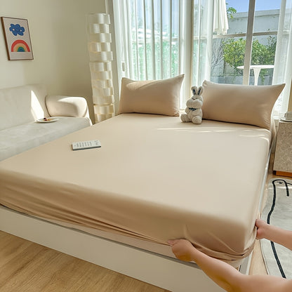 1pc A new Light Beige-friendly soft and comfortable fitted sheet suitable for bedroom mattress protection cover