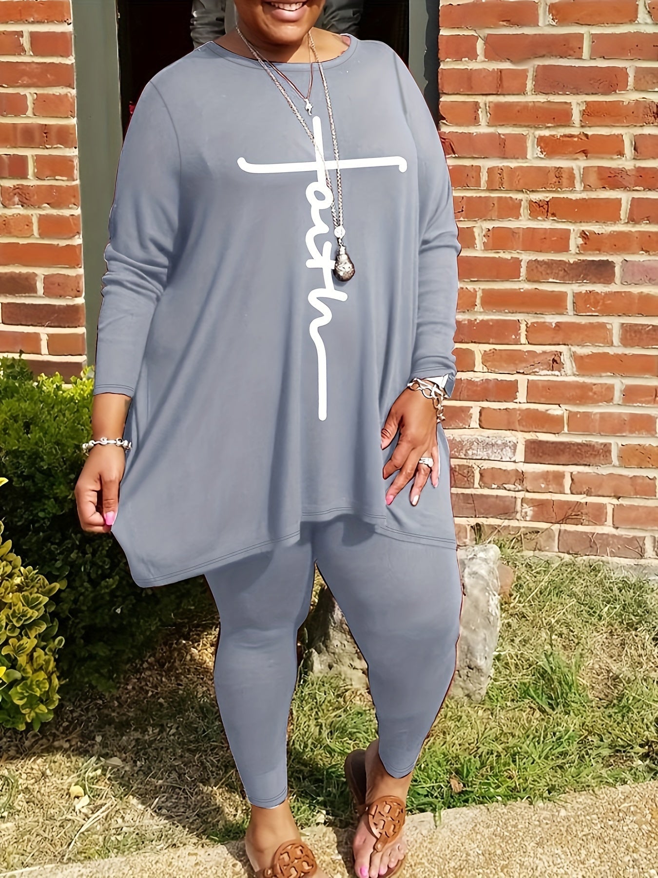 Plus Size Letter Print 