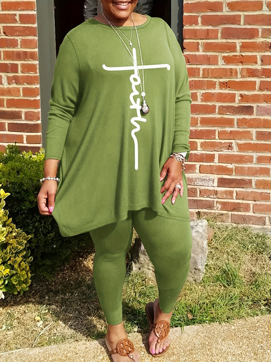 Plus-size Letter Print