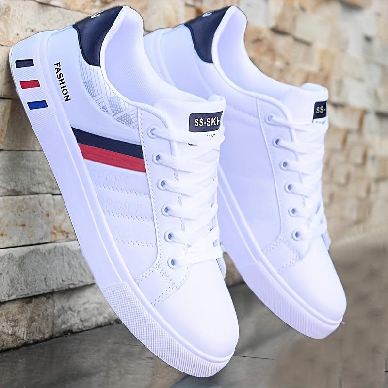 Men Lace-up Sneakers - Striped Design Skate Shoes, Comfortable