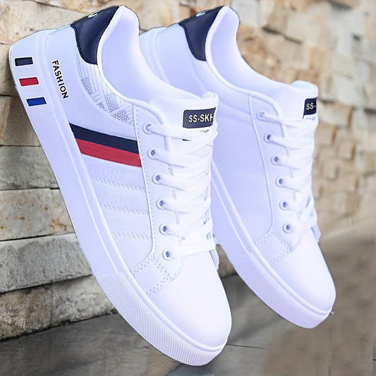 Men Lace-up Sneakers - Striped Design Skate Shoes, Comfortable