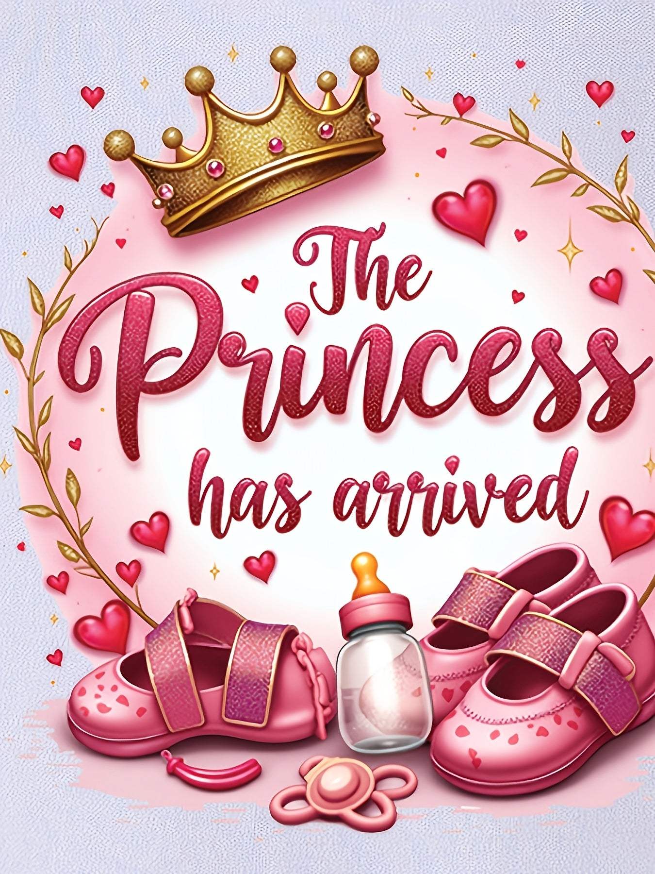 Pink Baby Bodysuit - Soft Polyester Crown & Heart Print Ideal