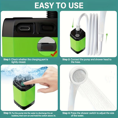 Electric Shower Pump - Portable, USB Rechargeable for Outdoor Use