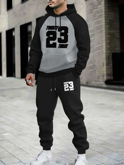 Men Sporty Hoodie and Sweatpants Set