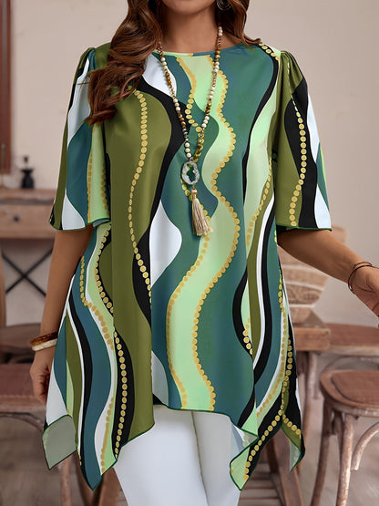 Women Black and White Abstract Print Top - Casualwear