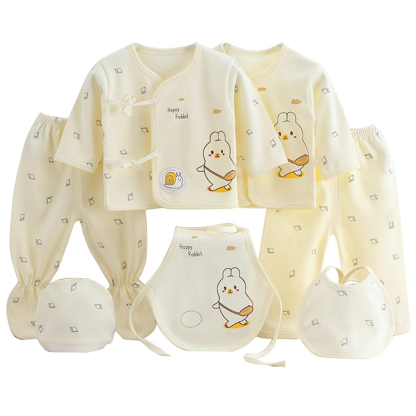 Girls Outfit Set -  7 pcs, Soft Cotton, All-Season,  Bear Themed