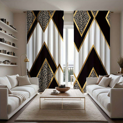Black and Gold Geometric Curtains