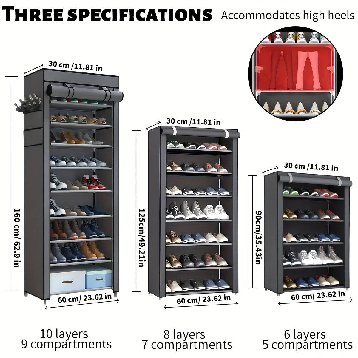 Layer Shoe Organizer - 6/8/10, Dustproof, Portable, Easy