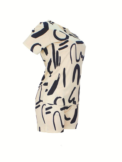 Patchwork Print Two-piece Set