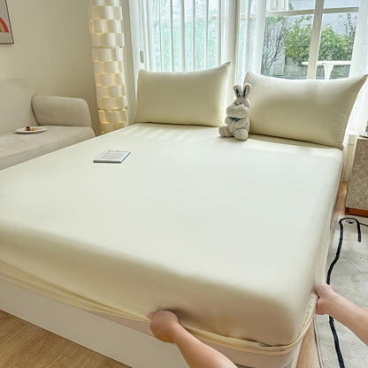 1pc A new Light Beige-friendly soft and comfortable fitted sheet suitable for bedroom mattress protection cover