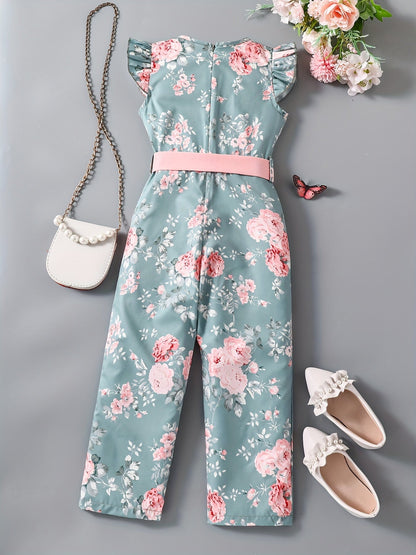 Girls Flutter Sleeve Jumpsuit