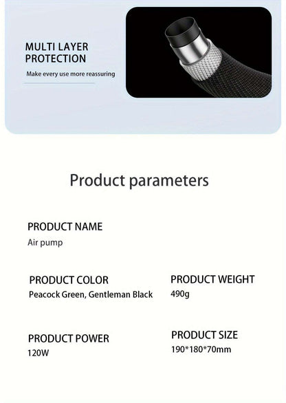 Car Air Compressor - 1 Portable, Inflator Wireless Handheld Pump