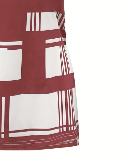 New Summer Elegant Women T-shirt with Black Plaid Print