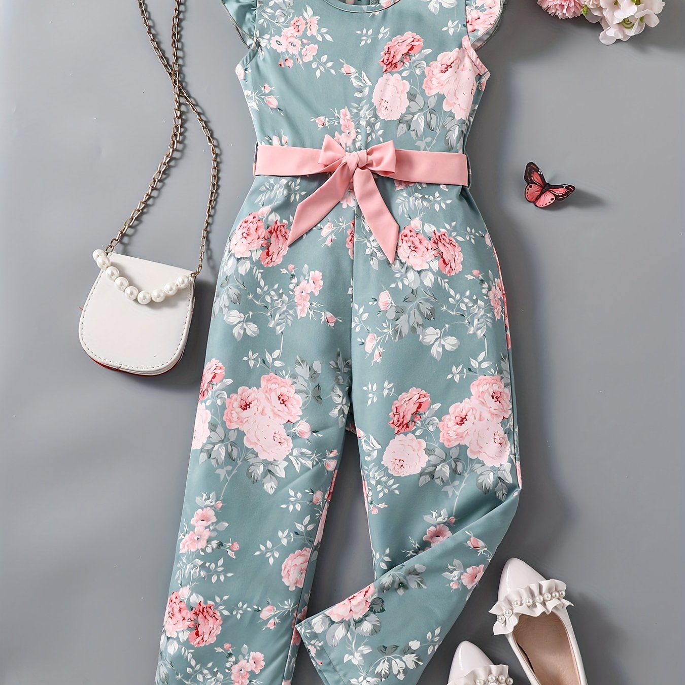 Girls Flutter Sleeve Jumpsuit