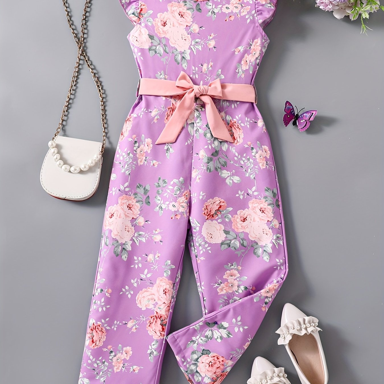 Girls Flutter Sleeve Jumpsuit