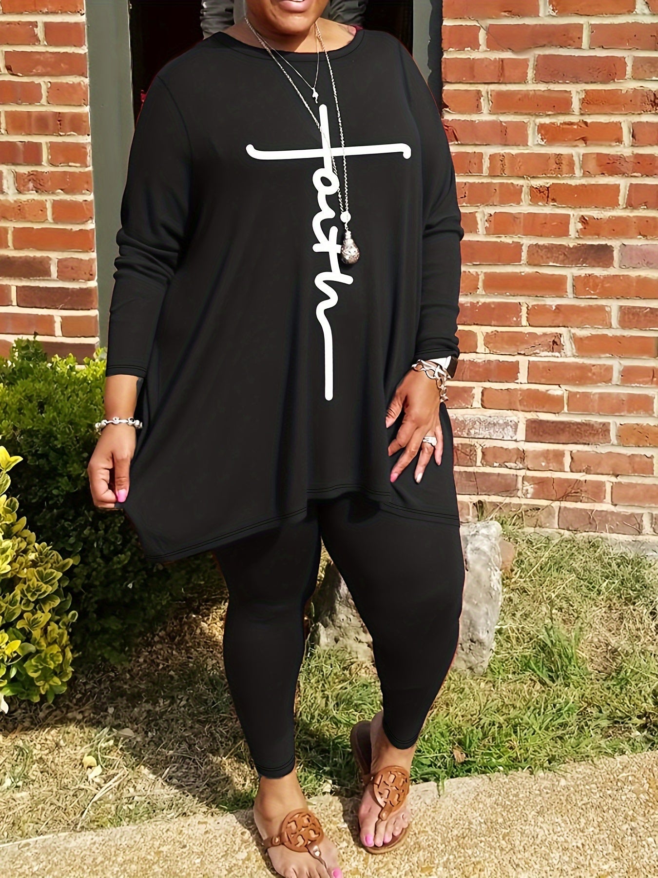 Plus Size Letter Print 