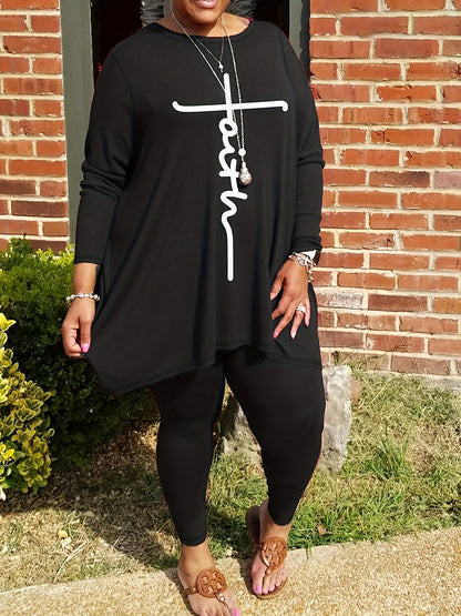 Plus Size Letter Print 