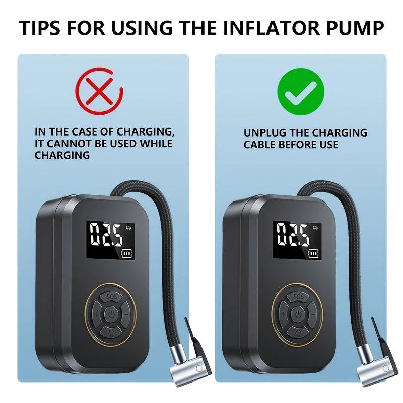 Car Air Compressor - 1 Portable, Inflator Wireless Handheld Pump