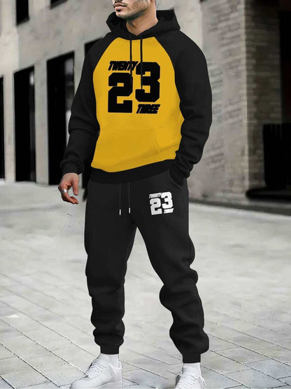 Men Sporty Hoodie and Sweatpants Set
