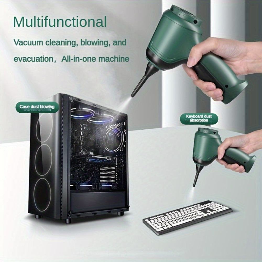 Multifunctional wireless vacuum for home and car, green handheld design.