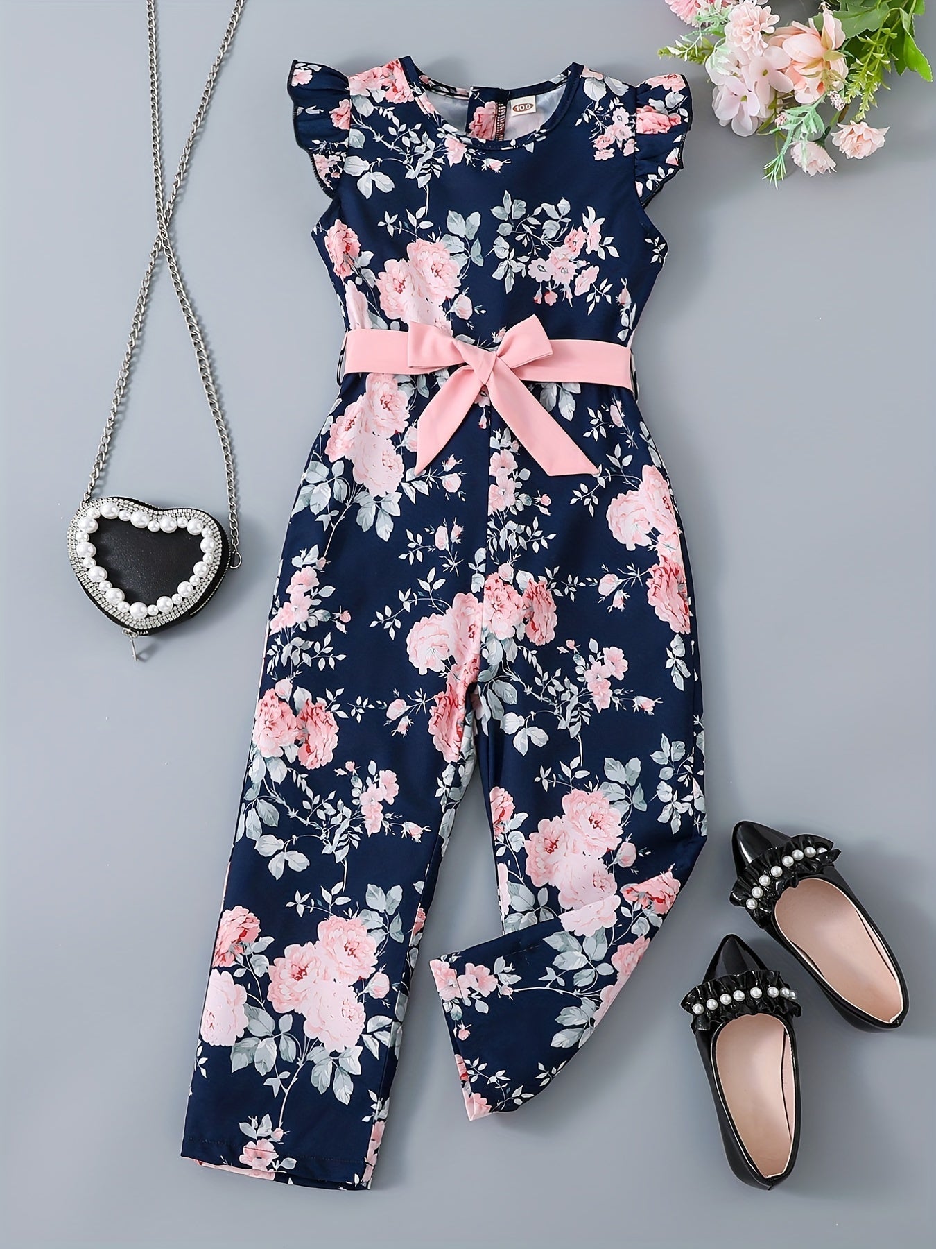 Girls Flutter Sleeve Jumpsuit